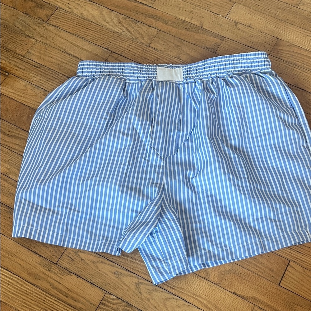 Amazon Blue and White Striped Women Shorts